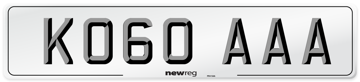 KO60 AAA Number Plate from New Reg